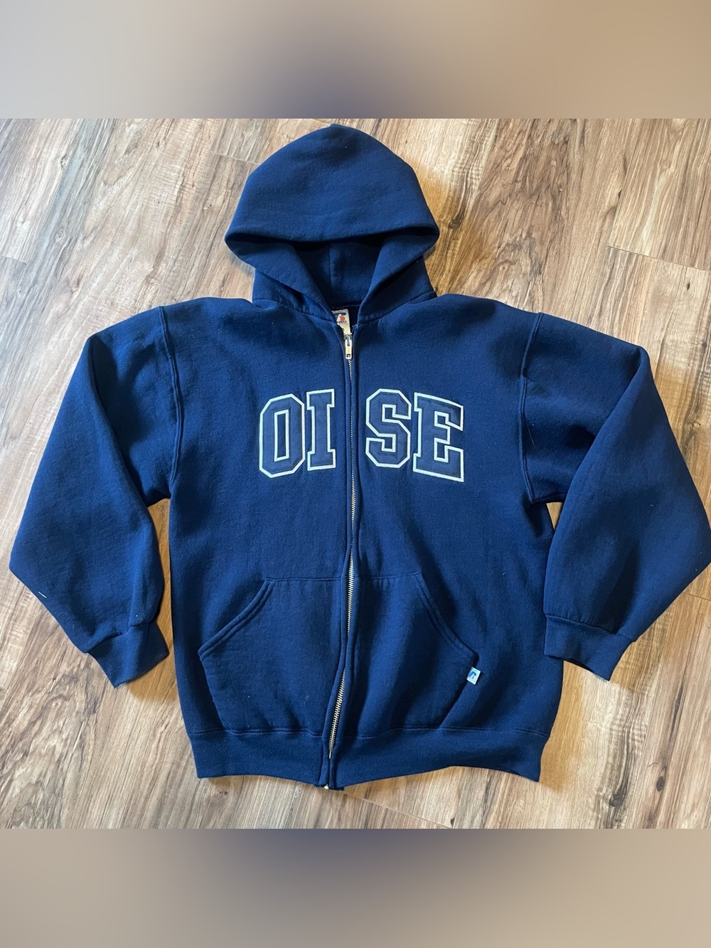 Russell Athletic Navy Hoodie with Contrasting Logo Tab